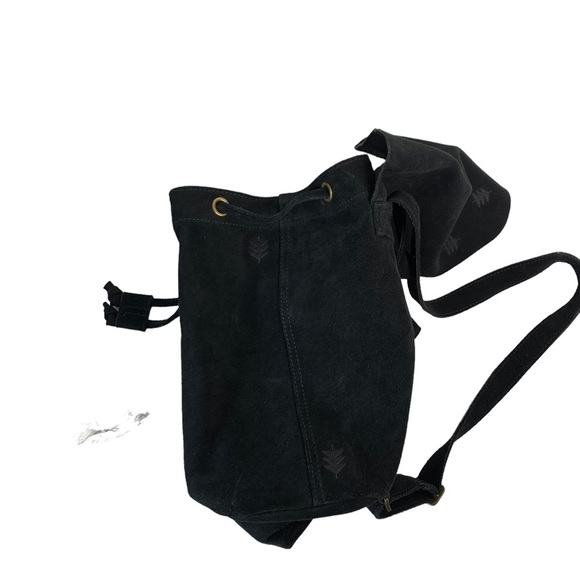 TOMS Black Suede‎ Embroidered Poet Flap Backpack Bag - Picture 6 of 15